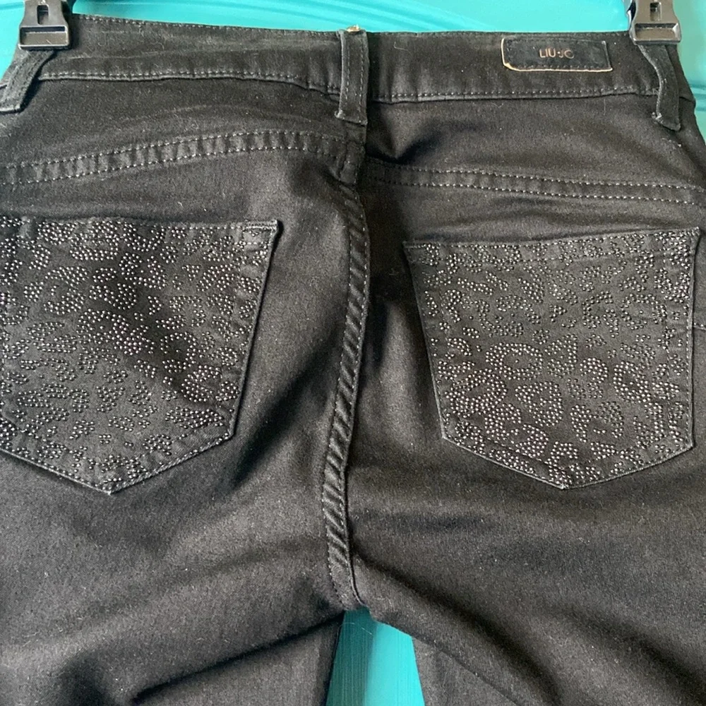Girls LIU•JO BEDAZZLED BLACK JEANS 24” Waist - Picture 3 of 12